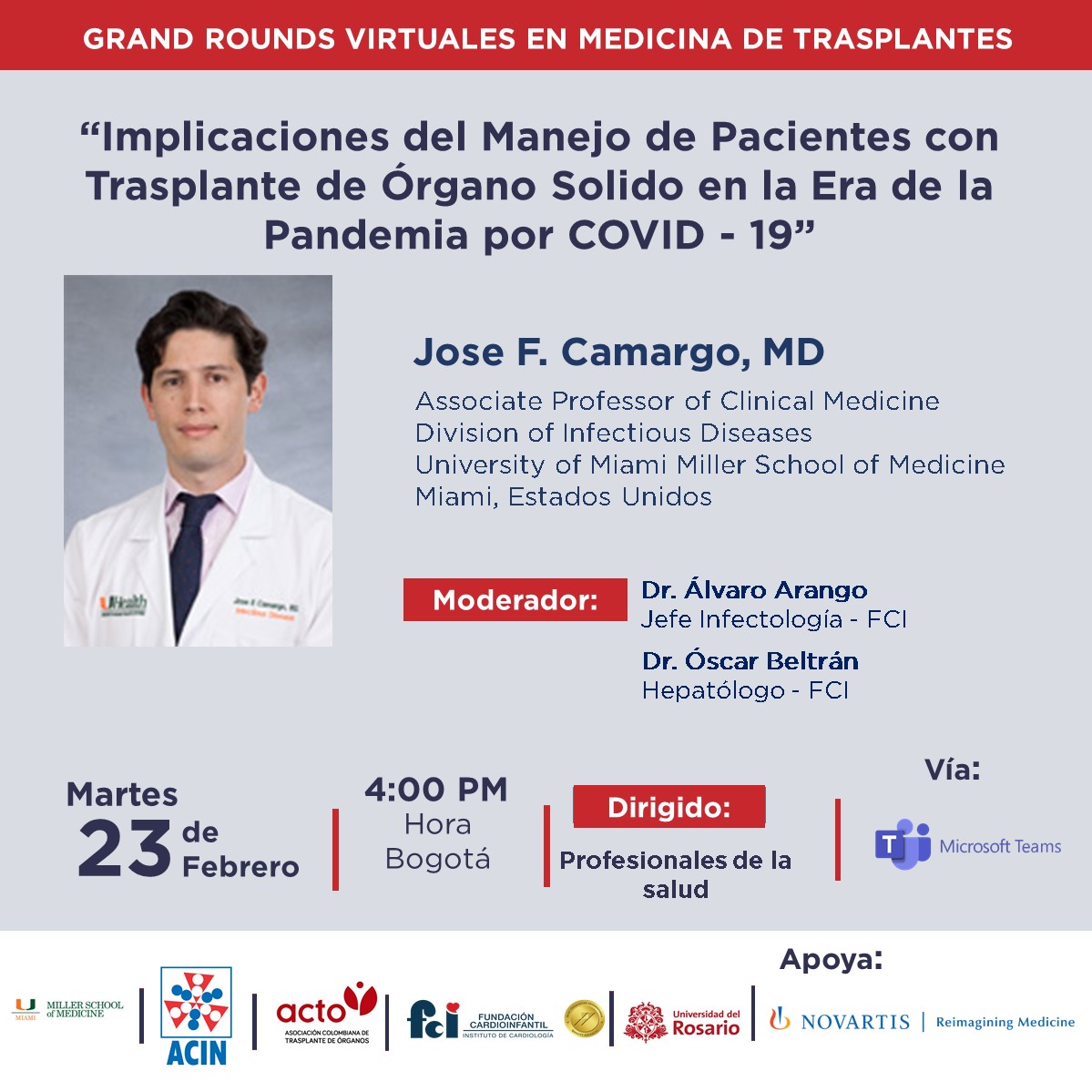 Webinar: Implicaciones del Manejo de Pacientes con Trasplante de Órgano Solido en la Era de la Pandemia por COVID - 19