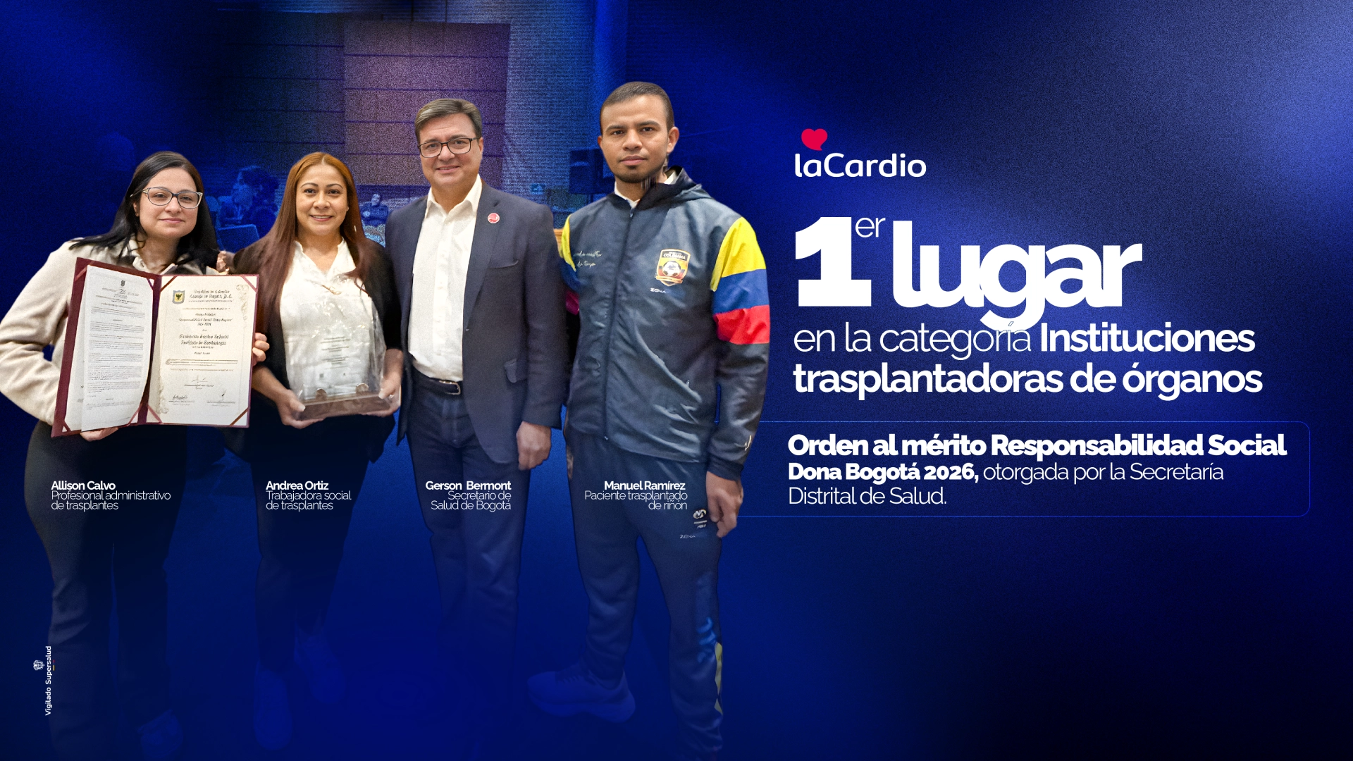 Dona Bogotá, en su versión 2026, reconoce a LaCardio por su compromiso en la promoción de la donación de órganos y tejidos